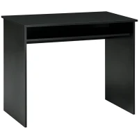 HOMCOM Modern Computer Desk, Home Office Table, Small Writing Desk with Storage Shelf, 90 x 50cm, Black Wood Grain(m-1)