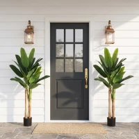 HOMCOM Lot de 2 plantes artificielles intérieurs 150 cm bananiers en pot décoration pour maison, bureau, salon, chambre(m-2)