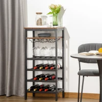 HOMCOM Weinregal Weinhalter Standregal für 20 Flaschen Flaschenregal Dekoregal für Bar Esszimmer Metall Schwarz 50 x 32 x 100 cm(m-8)