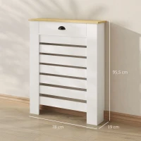 HOMCOM Couvercle de radiateur cache radiateur grille à lattes horizontales avec 2 tiroirs en bois 78l x 19P x 95,5H cm blanc(m-3)