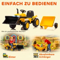 AIYAPLAY Elektrisch Zit-Bouwvoertuig, Speelgoedgraafmachine met Aanhanger, 3-8 Jaar, Kunststof, Staal, Geel(m-5)