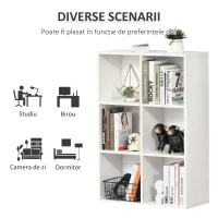 HOMCOM Bibliotecă Modernă cu 6 Cuburi în Lemn, 65.5x30x97.5 cm, Alb(m-6)