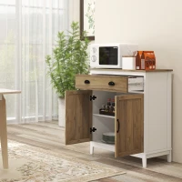 HOMCOM Mobile Multiuso in Truciolato con Armadietto e Cassetto in Stile Rustico, 78.5x39x89.4cm, Bianco(m-10)