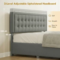 HOMCOM PU Leather King Size Ottoman Bed Frame, with Front Drawer - Grey(m-6)