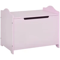 HOMCOM Wooden Kids Toy Box Children Storage Organizer Chest Safety Hinge Playroom Furniture Pink(m-1)