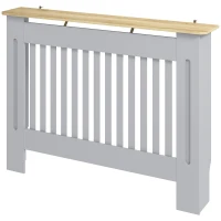 HOMCOM Slatted Radiator Cover, Painted Cabinet with Line Grill Design, 112L × 19W × 81H cm, Grey(m-11)