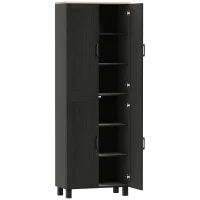 HOMCOM Freestanding Kitchen Cupboard, 4-Door Storage Cabinet with Adjustable Shelves, Modern Kitchen Pantry, 170cm, Black(m-1)