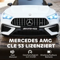AIYAPLAY Kinder-elektroauto, Mercedes-Design, 12V Motoren, afstandsbediening, LED-lichten, muziek, voor 3-6 jaar, wit(m-4)