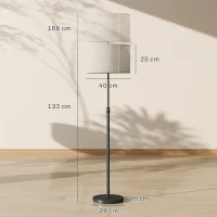 HOMCOM Stehlampe mit Fernbedienung, höhenverstellbar, Stoffschirm, Metallständer, anpassbare Helligkeit, Fußschalter, Schwarz(m-3)