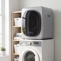 HOMCOM Ablufttrockner 2,5 kg mit Smart-Modus, 800 W Kompakttrockner mit Edelstahltrommel, Silber(m-8)