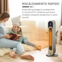 HOMCOM Stufetta Elettrica a 3 Modalità di Riscaldamento Regolabile con Telecomando, Φ25x73.5 cm, Argento(m-5)