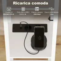 HOMCOM Lampada da Terra con Ripiani, Luce Regolabile, Interruttore a Pedale e Porte USB, Bianco(m-7)