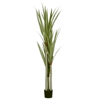 HOMCOM Yuca Artificial 190cm Planta Artificial con 39 Hojas Decoración para Hogar Salón Oficina Jardín Ø17x190 cm Verde