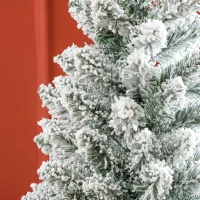 HOMCOM Brad de Crăciun 183 cm cu 479 Ramuri Înzăpezite, Design Îngust și Înalt cu Bază Rabatabilă, Verde(m-9)