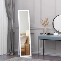 HOMCOM Espejo de Cuerpo Entero de Pie o para Colgar de Estilo Moderno para Pasillo Dormitorio 37x37x154 cm Blanco(m-10)