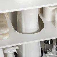 kleankin Mobile Bagno Sotto Lavabo a 2 Ante con Ripiano Interno in Truciolato e Acciaio, 60x30x60 cm, Bianco e Rovere(m-9)