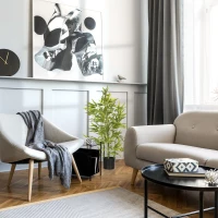 HOMCOM Bambú Artificial 90 cm con Maceta y Cañas Realistas Árbol Sintético Interior para Decoración de Hogar Ø15x90 cm Verde(m-10)