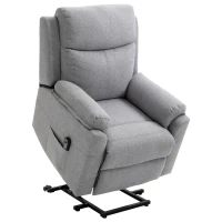 HOMCOM Relaxfauteuil met opsta-hulp, elektrisch, ligfunctie, afstandsbediening, tasjesvering, tot 120 kg, grijs(m-1)