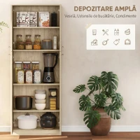 HOMCOM Mobilier de Depozitare Minimal cu 2 Dulapuri și Rafturi Reglabile, din Lemn culoare Stejar, 59x31x155 cm(m-4)