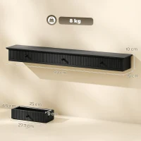 HOMCOM Shelf Wall-Mounted Storage Shelf Shelving Unit MDF 93 x 15 x 10 cm Entryway Kitchen Living Room, Black(m-3)