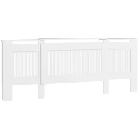 HOMCOM Radiatorbekleding, lamellenontwerp, verstelbare lengte 125-201 cm, MDF, wit(m-1)