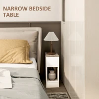 HOMCOM Set of Two Modern Storage Bedside Tables - Cream White(m-5)