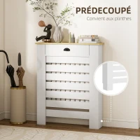 HOMCOM Couvercle de radiateur cache radiateur grille à lattes horizontales avec 2 tiroirs en bois 78l x 19P x 95,5H cm blanc(m-4)