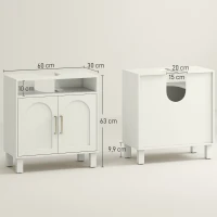 HOMCOM Mueble Bajo Lavabo con Estante Ajustable para Lavabos sin Pedestal 60x30x63 cm Blanco Crema(m-3)
