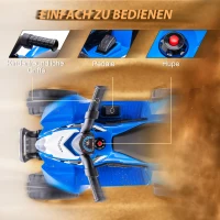 AIYAPLAY Elektrisch kinderquad, LED-licht, claxon, brede banden, comfortabele zitting, antislip handgrepen, blauw(m-5)