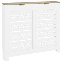 HOMCOM Couvercle de radiateur, cache radiateur avec placard rabattable et étagère supérieur, 108 x 19 x 95,5 cm, blanc(m-1)