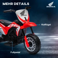 HOMCOM Elektrische Honda Kindermotor, 3 km/u, Geluidseffecten, voor 18-36 Maanden, Rood(m-7)