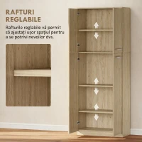 HOMCOM Mobilier de Depozitare Minimal cu 2 Dulapuri și Rafturi Reglabile, din Lemn culoare Stejar, 59x31x155 cm(m-5)