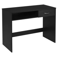 HOMCOM Bureau Informatique multimédia Compartiment Rangement et tiroir Panneaux Particules Noir(m-12)