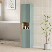 HOMCOM Meuble colonne salle de bain, meuble de rangement, 2 portes, compartiment et étagères réglables, 30x24x140cm, vert(m-11)