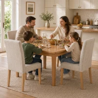 HOMCOM Esszimmerstühle im 2er-Set, moderne Leinen-Polsterstühle mit gepolstertem Sitz und Rückenlehne, Beine aus Kautschukholz(m-8)
