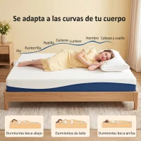 HOMCOM Colchão 190x140 cm Espessura 20 cm Colchão Viscoelástico com Chá Verde Firmeza Média Cama Refrescante com Espuma de Gel(m-5)