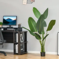 HOMCOM Planta Artificial Bananera de 160 cm con Maceta y 10 Hojas Realistas Planta Tropical Sintética para Decoración en Interior y Exterior Oficina Hogar Verde(m-10)
