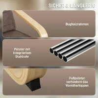 HOMCOM Akzentsessel, Relaxsessel mit verstellbarem Fußteil, Birkenholzrahmen, bis 120 kg, 66,5 x 94 x 100 cm, Braun(m-6)