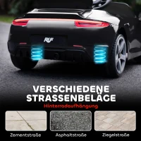 AIYAPLAY 12V Kinderauto | 2× motor | 2,4 GHz RC | Softstart & geveerd | MP3/USB en LED — Zwart(m-9)