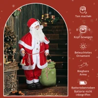 HOMCOM Kerstmanfiguur, beweeglijk, met geluidssensor, lachen & muziek, 140 cm, Rood(m-6)