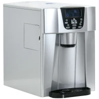 HOMCOM Ice Maker Machine and Water Dispenser, Counter Top Ice Cube Maker for Home with 3L Tank, Adjustable Cube Size, 9 Ice Cubes per 6-10 Minutes, No Plumbing Required, Silver(m-1)