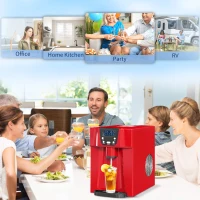 HOMCOM 3L Ice Maker Machine and Water Dispenser, 12kg in 24H, 2 Sizes 9 Ice Cubes Ready in 6-10 Mins Ice Machine, Red(m-9)