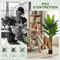 HOMCOM Lot de 2 plantes artificielles intérieurs 150 cm bananiers en pot décoration pour maison, bureau, salon, chambre(m-6)