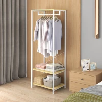 HOMCOM Perchero con Zapatero Perchero Entrada Recibidor con Riel Colgante y 2 Estantes de Almacenamiento 60x40x167,5 cm Natural(m-10)