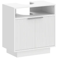 HOMCOM Dulap pentru sub chiuvetă cu raft interior reglabil și raft deschis, din lemn, 60x33x63 cm, alb(m-1)