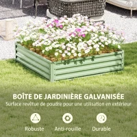 Outsunny Tuinbed, Plantenbak met Metalen Frame, Groen, 120 x 120 x 30 cm(m-5)