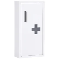 kleankin Dulap Medicamente cu 3 Rafturi și Ușă Magnetică, din Oțel, 30x12x60 cm, Alb(m-7)