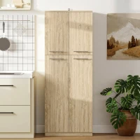 HOMCOM Mobilier de Depozitare Minimal cu 2 Dulapuri și Rafturi Reglabile, din Lemn culoare Stejar, 59x31x155 cm(m-9)