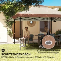 Outsunny 4 x 4 m Garten-Pavillon, Gartenzelt mit Netzwänden, UPF50+ Schutz, Höhenverstellbares Partyzelt, Beige(m-6)