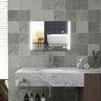 HOMCOM Specchio Bagno con Luce LED a 3 Temperature, Interruttore Touch e Antiappannamento, 70x50cm(m-2)